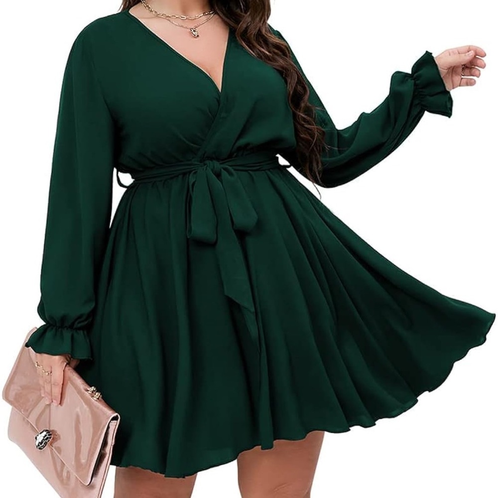 Elegant Green Wrap Dress
